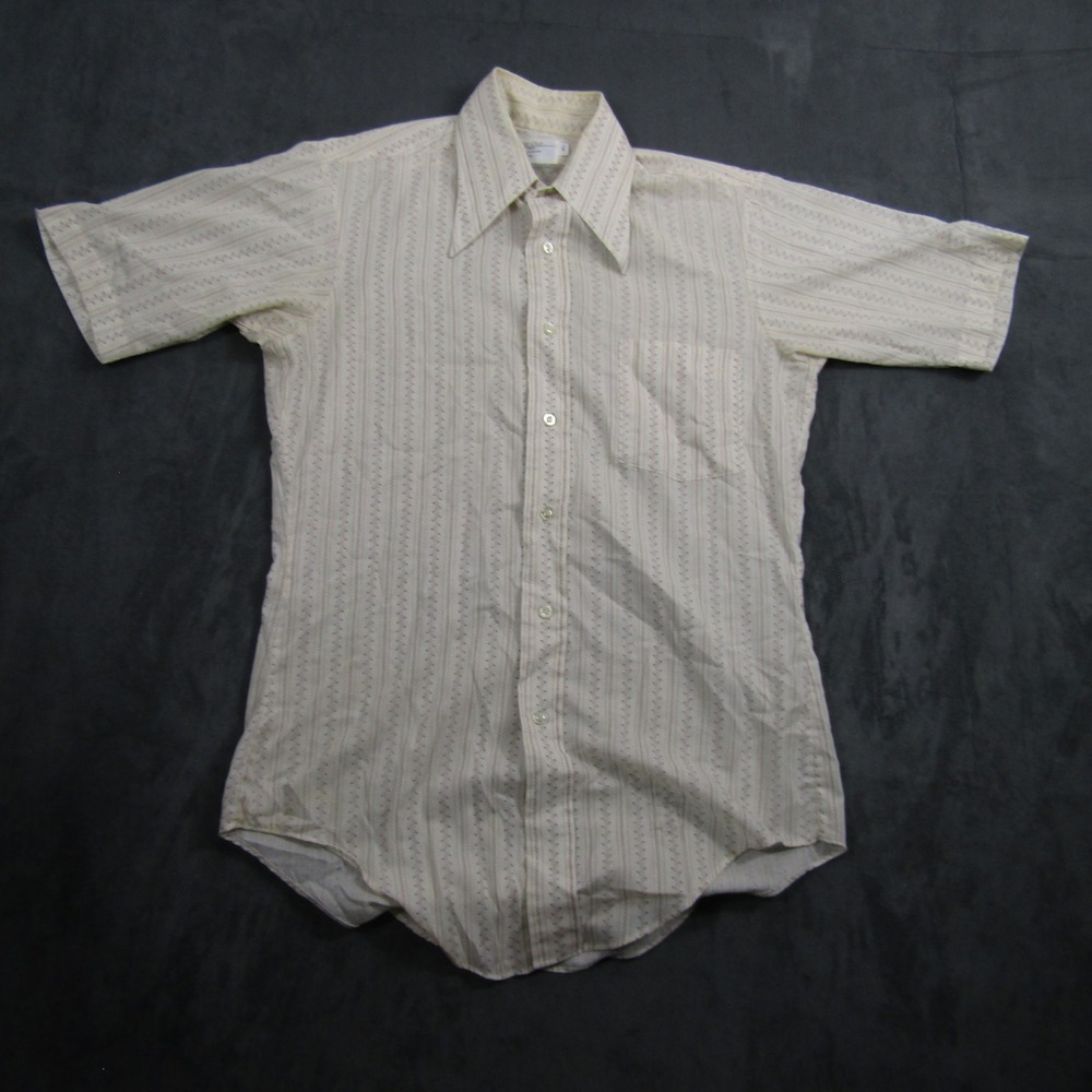 Career Club Button Down Shirt Women 14.5 Cream Striped Floral Vintage USA